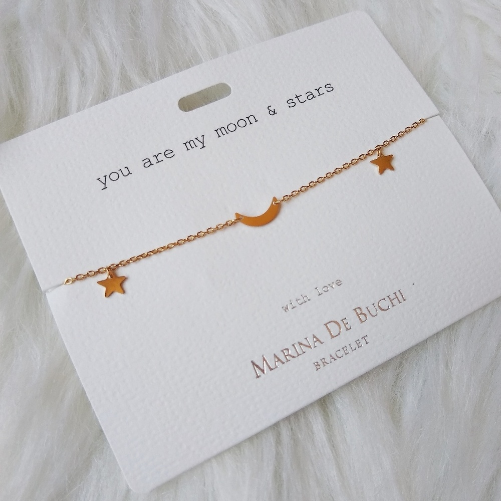 New! Gold Sun, Moon, Stars Bracelet